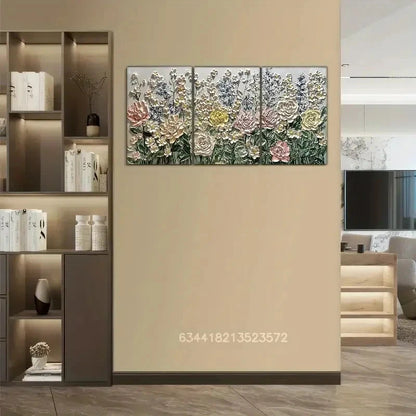 3pcs Abstract Pink floral wall art Metal Print Ready to Hang Art - Bella Home Decor