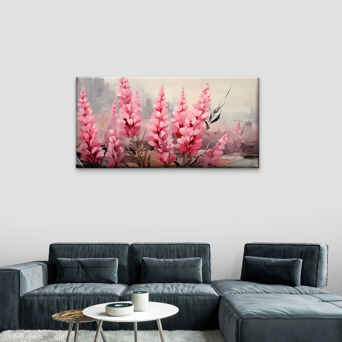 Pink Flowers Floral Vase Wall Art Canvas Office Home Room Framed 120x60cm
