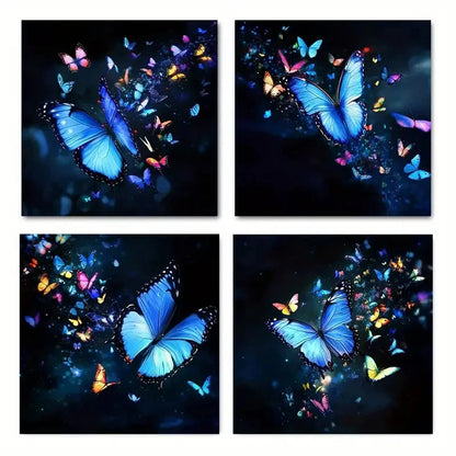 4pcsVibrant ButterflyWall Art Canvas Framed