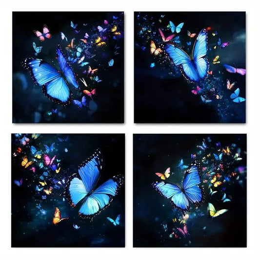 4pcsVibrant ButterflyWall Art Canvas Framed