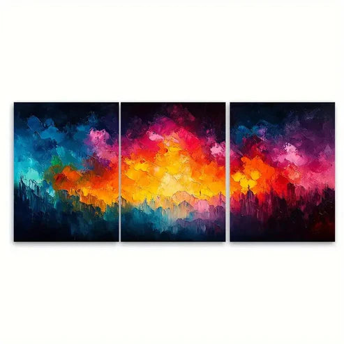 3pcs Colorful Abstract Illustration Wall Art Set Canvas Unframed - High Quality Print 100% Australian Made Wall Canvas - Bella Home Decor