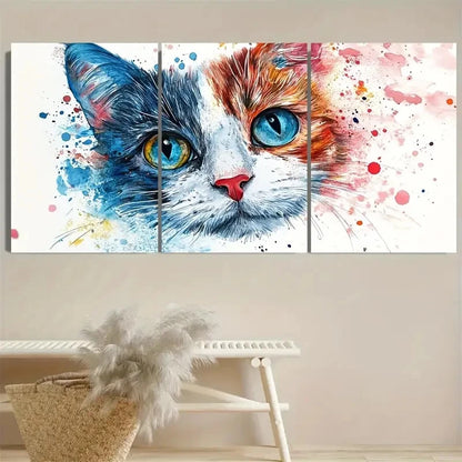 3pcs Colorful Watercolor Splashes Blue & Orange Wall Art Set Canvas Framed 50x70cm - High Quality Print 100% Australian Made Wall Canvas Ready to Hang - Bella Home Decor