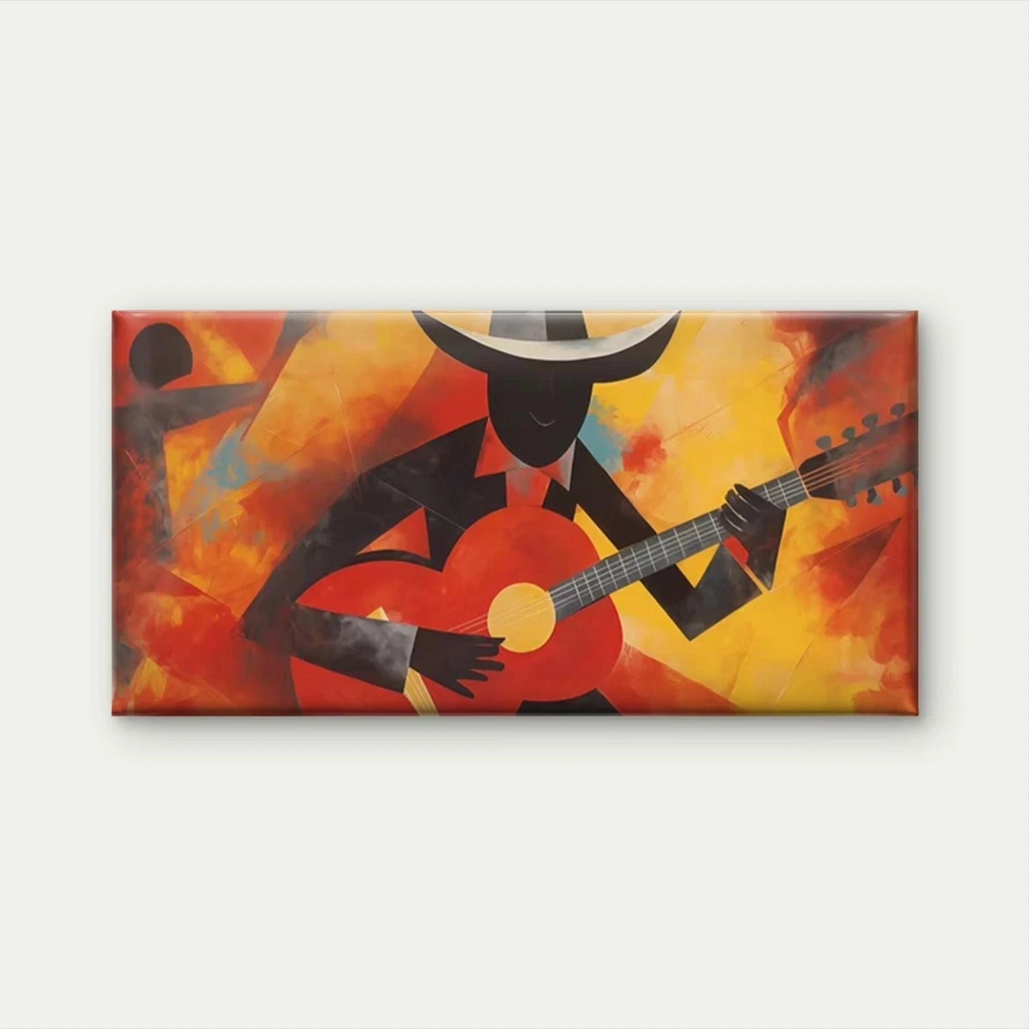 Abstract Jazz Guitarist Wall Art Canvas Office Home Room Framed 120x60cm