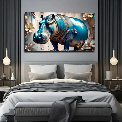 Good-Looking Hippo Wall Art Canvas Office Home Room Framed 120x60cm