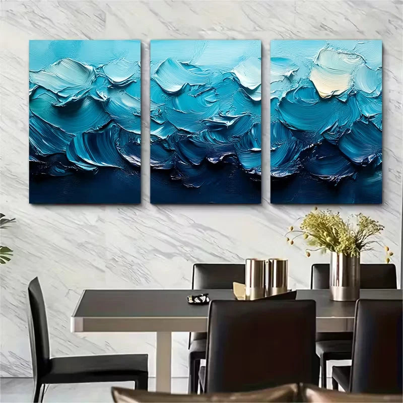 3pcs Abstract Brushstroke Artwork Metal Print Ready to Hang Art