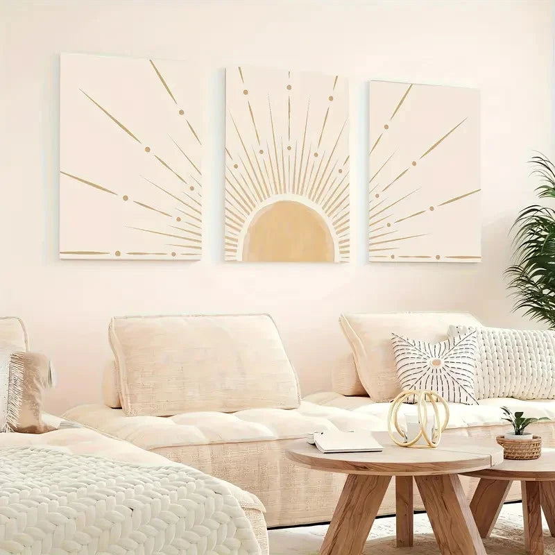 3pcs Bohemian Sunlight Medieval Retro   Wall Art Canvas  Wall Art Set Canvas Framed 40x60cm - High Quality Print 100% Australian Made Wall Canvas Ready to Hang - Bella Home Decor