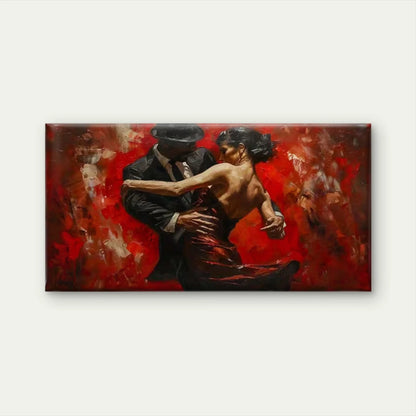 Midnight Dance in Red Wall Art Canvas Office Home Room Framed 120x60cm