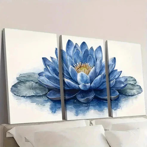 3pcs Waterlily Watercolor Art Prints Wall Art Set Canvas Unframed - High Quality Print 100% Australian Made Wall Canvas