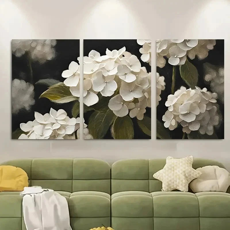 3pcs Elegant Dark Background with Soft Focus Metal Print Ready to Hang Art