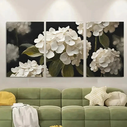 3pcs Elegant Dark Background with Soft Focus Metal Print Ready to Hang Art