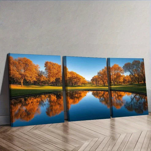 3pcs Golf Course Modern Art Deco Style Wall Art Canvas Unframed - High Quality Print 100% Australian Made Wall Canvas - Bella Home Decor