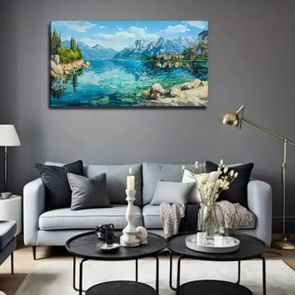Beautiful Mountain Nature River Wall Art Canvas Office Home Room Framed 120x60cm