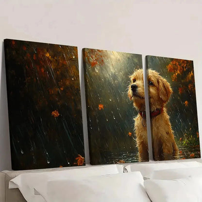 3pcs Dog Art, Whimsical Art WA  Wall Art Set Canvas Framed 40x60cm - High Quality Print 100% Australian Made Wall Canvas Ready to Hang - Bella Home Decor