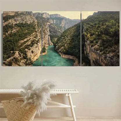 3pcs Gorge France Vintage Travel Wall Art Set Canvas Framed 40x60cm - High Quality Print 100% Australian Made Wall Canvas Ready to Hang - Bella Home Decor