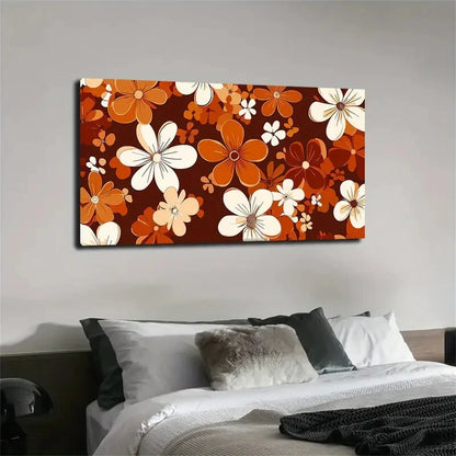 Vibrant Orange White & Brown Wall Art Canvas Office Home Room Framed 120x60cm - Bella Home Decor