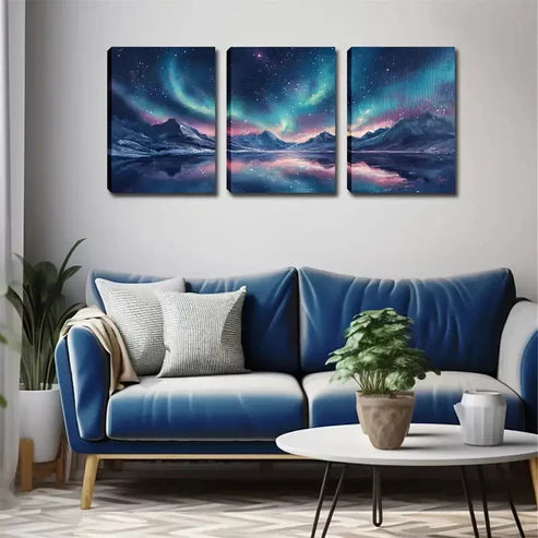 3pcs Oil Painting On Canvas, Arctic Light Wall Art Canvas Unframed - High Quality Print 100% Australian Made Wall Canvas