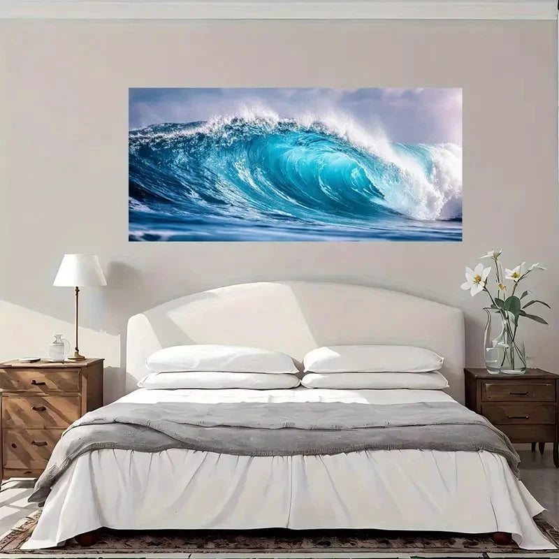 Ocean Wave Energy Elegant Wall Art Canvas Office Home Room Framed 120x60cm