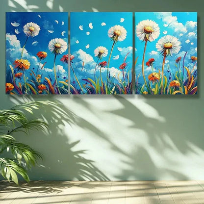 3pcs White Dandelion Wall Art Set Canvas Unframed - High Quality Print 100% Australian Made Wall Canvas