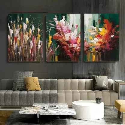 3pcs Multi-scene Use  Wildflowers Wall Art Set Canvas Framed 40x60cm - High Quality Print 100% Australian Made Wall Canvas Ready to Hang - Bella Home Decor