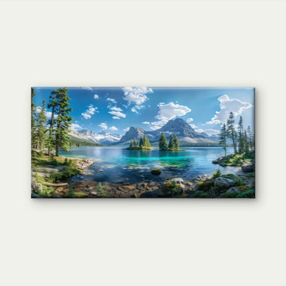 Lake Trees Blue Sky Nature Wall Art Canvas Office Home Room Framed 120x60cm