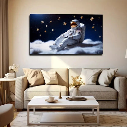 Vibrant Wall Décor Astronaut Wall Art Canvas Office Home Room Framed 120x60cm