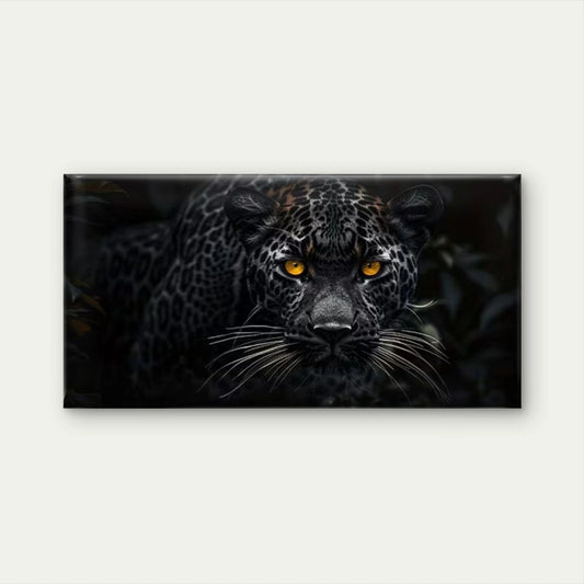 Black Jaguar with Amber Eyes Wall Art Canvas Office Home Room Framed 120x60cm