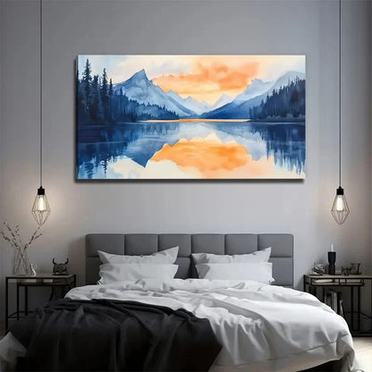 Lake Scenery Painting Style Wall Art Canvas Office Home Room Framed 120x60cm