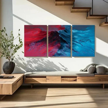 3pcs Modern Abstract Fantasy Red and Blue Wall Art Set Canvas Framed 50x70cm - High Quality Print 100% Australian Made Wall Canvas Ready to Hang - Bella Home Decor