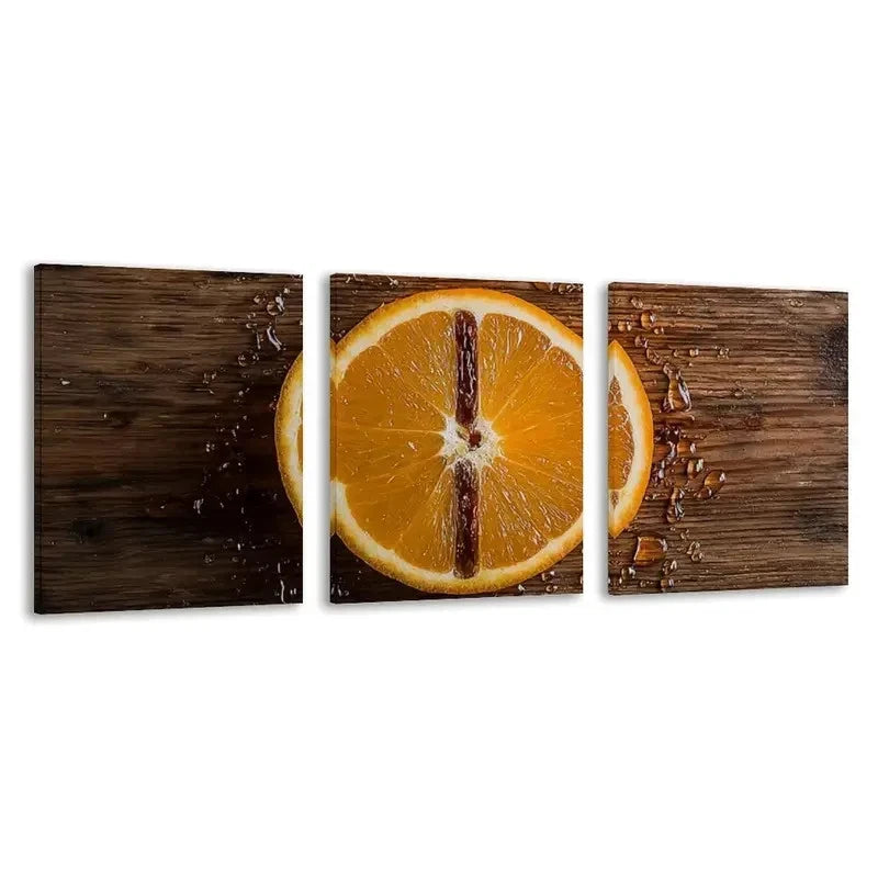 3pcs Vibrant Orange & Brown Abstract Design  Wall Art Set Canvas Framed 50x70cm - High Quality Print 100% Australian Made Wall Canvas Ready to Hang
