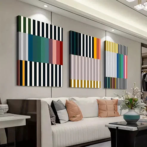 3pcs Abstract Geometric  Art Set Canvas Unframed - High Quality Print 100% Australian Made Wall Canvas - Bella Home Decor