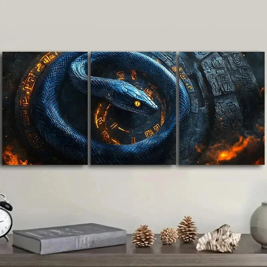 3pcs A Black Snake with a Curse Decor Wall Art Set Canvas Framed 40x60cm - High Quality Print 100% Australian Made Wall Canvas Ready to Hang