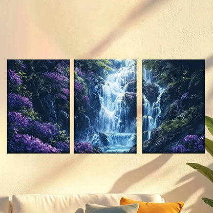 3pcs The Waterfall Cascades Down The Rock Wall Art Set Canvas Framed 40x60cm - High Quality Print 100% Australian Made Wall Canvas Ready to Hang - Bella Home Decor