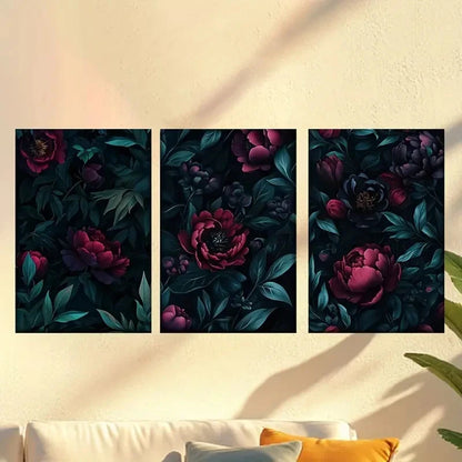 3pcs Blue and red tropical flowers Wall Art Set Canvas Framed 40x60cm - High Quality Print 100% Australian Made Wall Canvas Ready to Hang - Bella Home Decor