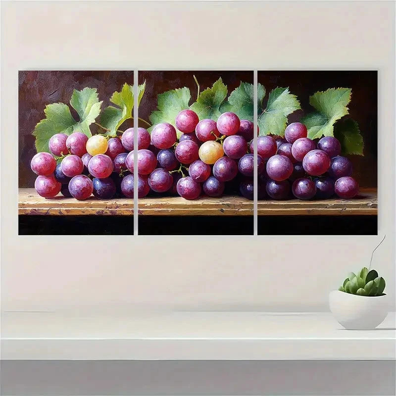 3pcs Bunch Of Grapes Décor Perfect Wall Art Set Canvas Framed 40x60cm - High Quality Print 100% Australian Made Wall Canvas Ready to Hang - Bella Home Decor