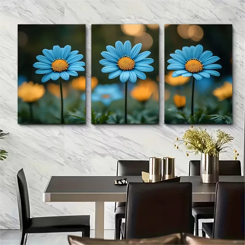 3pcs Wild Daisy Botanical Metal Print Ready to Hang Art