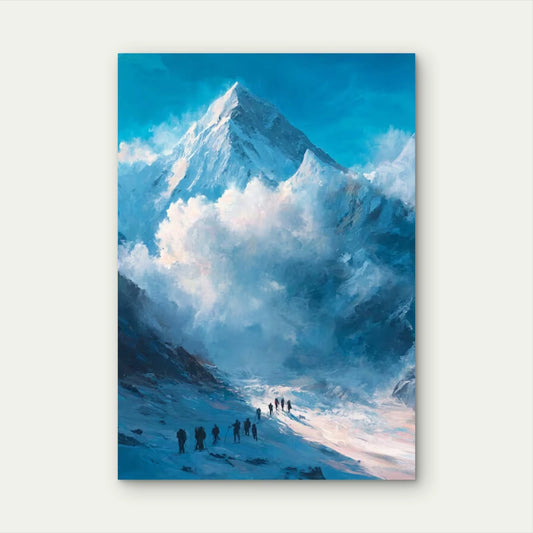 Abstract Mount Everest Expedition Painting 60x90cm Metal Print Ready to Hang