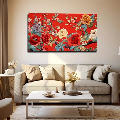 Vibrant Chinese Embroidery Wall Art Canvas Office Home Room Framed 120x60cm