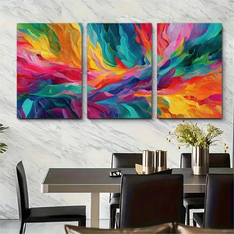 3pcs Bright Abstract Modern Vibrant Perfect Wall Art Set Canvas Framed 50x70cm - High Quality Print 100% Australian Made Wall Canvas Ready to Hang - Bella Home Decor
