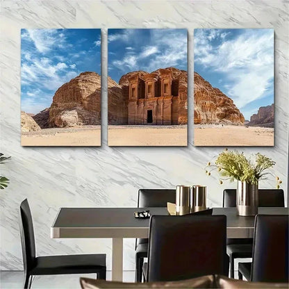 3pcs Middle East Desert Landscape Perfect Wall Art Set Canvas Framed 50x70cm - High Quality Print 100% Australian Made Wall Canvas Ready to Hang