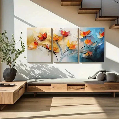 3pcs Abstract Floral Art Vibrant Colors Wall Art Set Canvas Unframed - High Quality Print 100% Australian Made Wall Canvas - Bella Home Decor