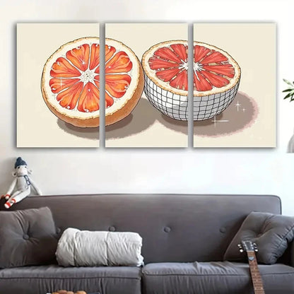 3pcs Grapefruit Slice Modern Abstract Art Wall Art Set Canvas Framed 50x70cm - High Quality Print 100% Australian Made Wall Canvas Ready to Hang