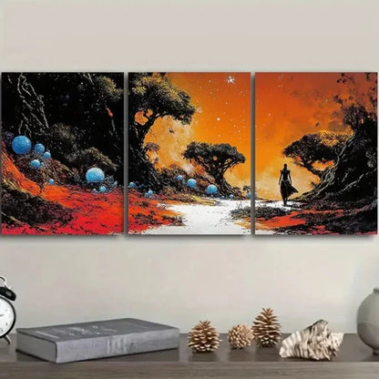 3pcs Strange Planet (1) Wall Art Canvas Unframed - High Quality Print 100% Australian Made Wall Canvas