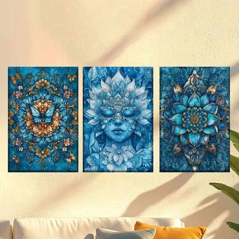 Bohemian style mandala Wall Art Set Canvas Framed 40x60cm - High Quality Print 100% Australian Made Wall Canvas Ready to Hang