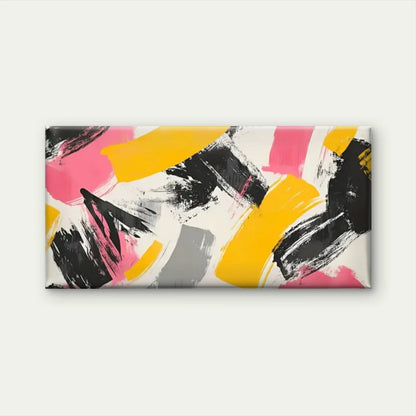 Pink And Yellow Abstract Design Wall Art Canvas Office Home Room Framed 120x60cm
