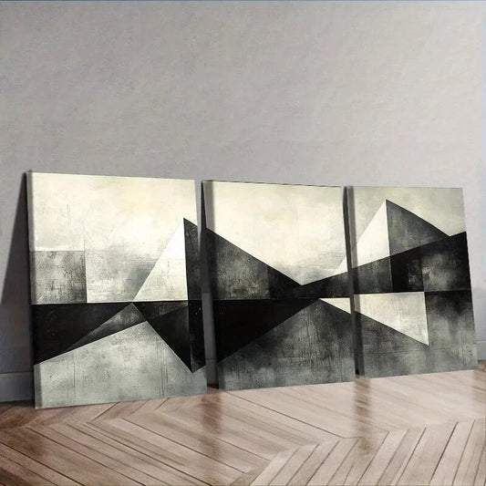 3pcs Geometric Shapes Abstract Wall Art Set Canvas Framed 50x70cm - High Quality Print 100% Australian Made Wall Canvas Ready to Hang