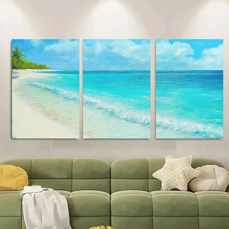 3pcs Turquoise Waters of the Maldives Metal Print Ready to Hang Art