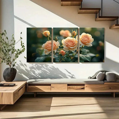 3pcs Roses Greenery Floral Art Painting Metal Print Ready to Hang Art - Bella Home Decor