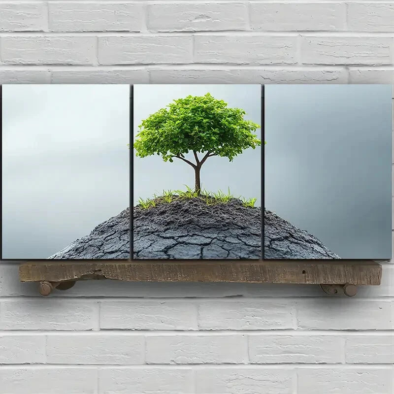 3pcs A Plant with Great Vitality Green Tree Metal Print Ready to Hang Art - Bella Home Decor