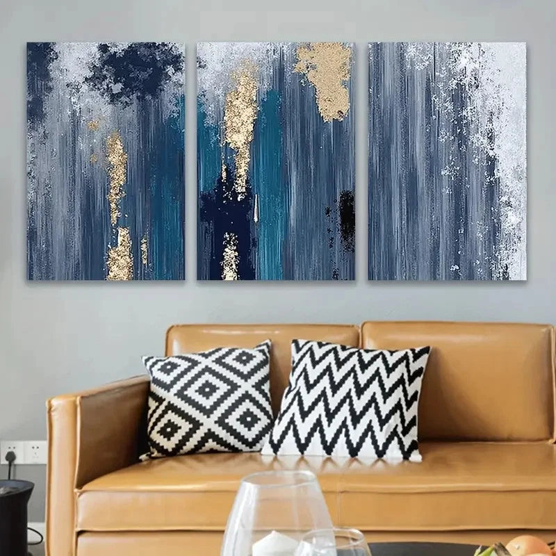 3pcs Blue And White Painting Wall Art Set Canvas Framed 60x90cm - High Quality Print 100% Australian Made Wall Canvas Ready to Hang - Bella Home Decor