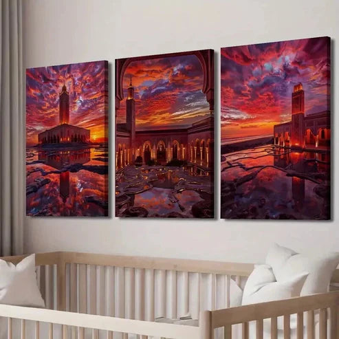 3pcs The Sunset Glow Reflections on The Water Wall Art Set Canvas Unframed - High Quality Print 100% Australian Made Wall Canvas